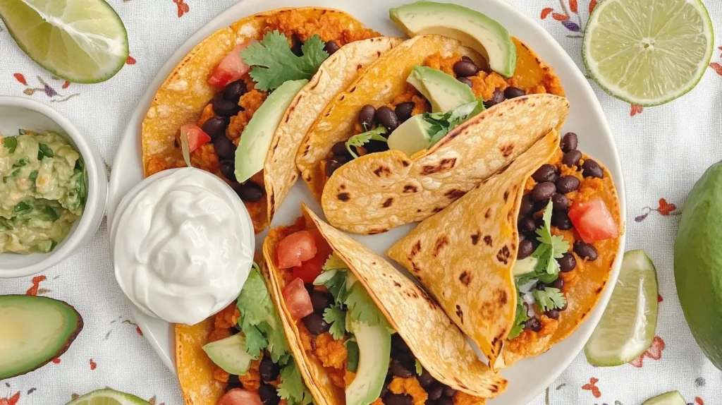 Crispy Baked Black Bean + Sweet Potato Tacos
