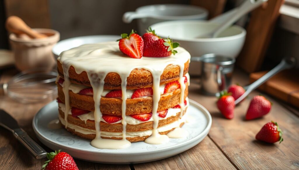 delicious strawberry tres leches cake