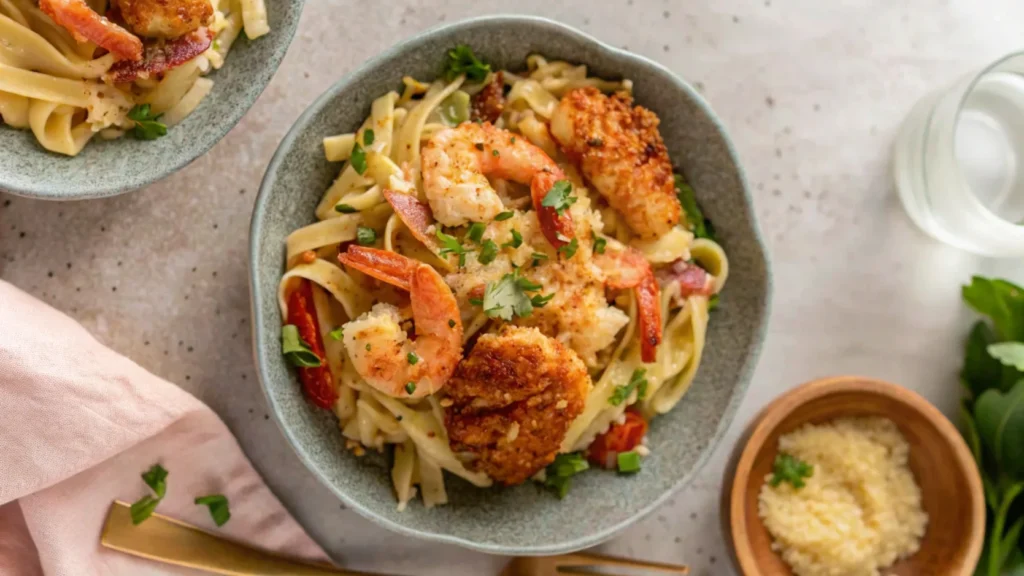 Chicken and Shrimp Carbonara