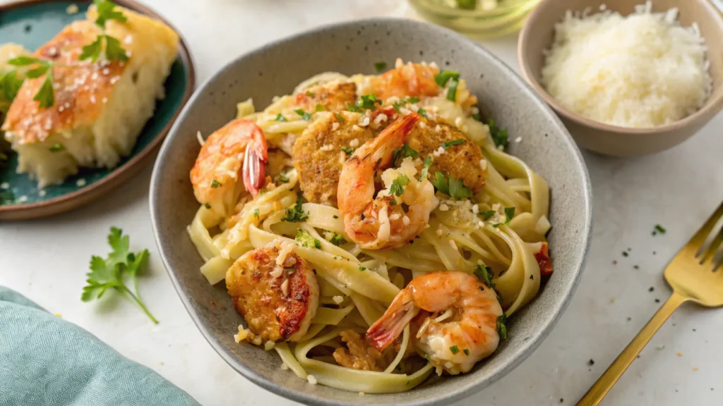 Chicken and Shrimp Carbonara