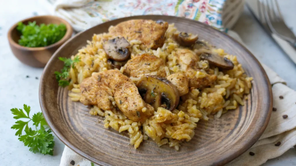 mushroom chicken and rice